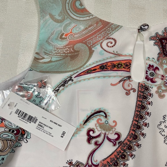 Bisou Bisou Michelle Bohbot Sz S Boho Paisley Print Sleeveless Top NWT - Picture 10 of 11